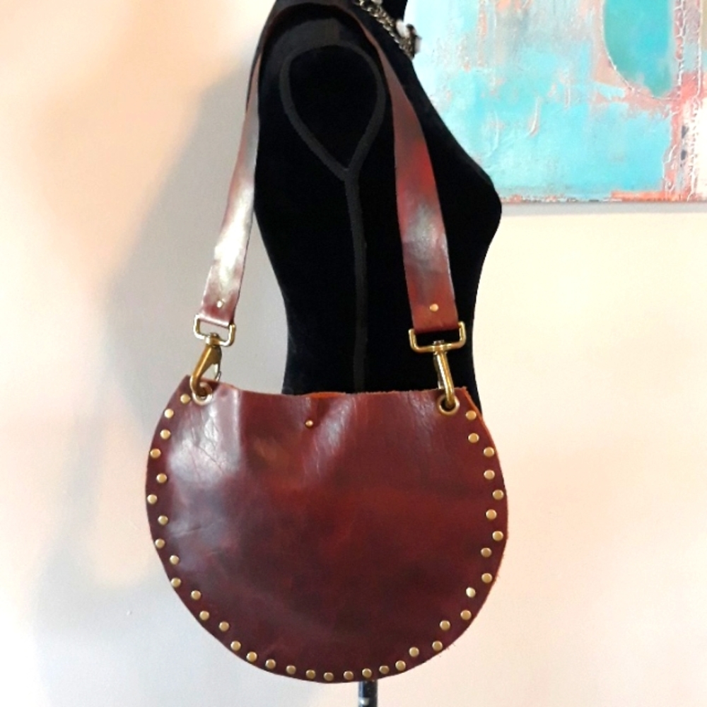 Handcrafted/Brown Leather/Boho Style Hobo Bag by J.Monique - Picture 3 of 10